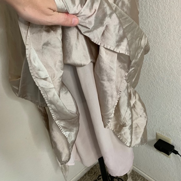 LOFT Ann Taylor Shiny Light Gold Ruffle Fit And Flare Pretty Dress Size 12(1067) - Picture 15 of 16